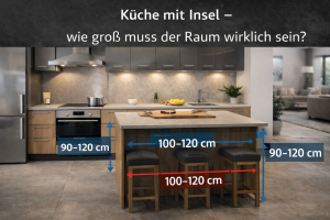 Wie groß muss der Raum sein, damit eine Kücheninsel sinnvoll geplant werden kann?